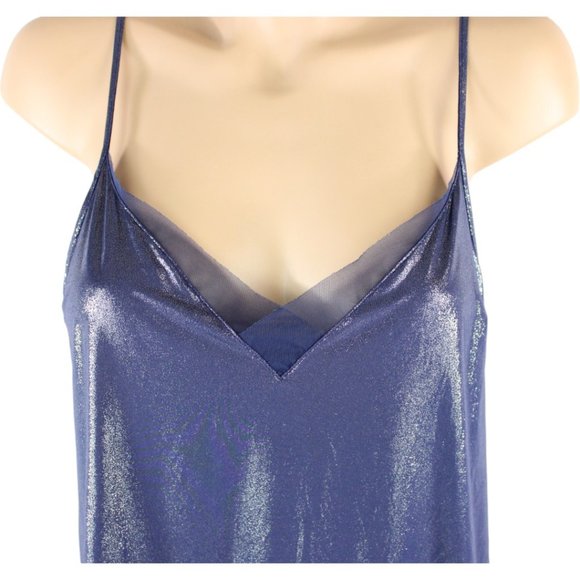 Victoria's Secret Camisole Small Metallic Blue with Sheer Trim Adjustable CA305 - Picture 3 of 9